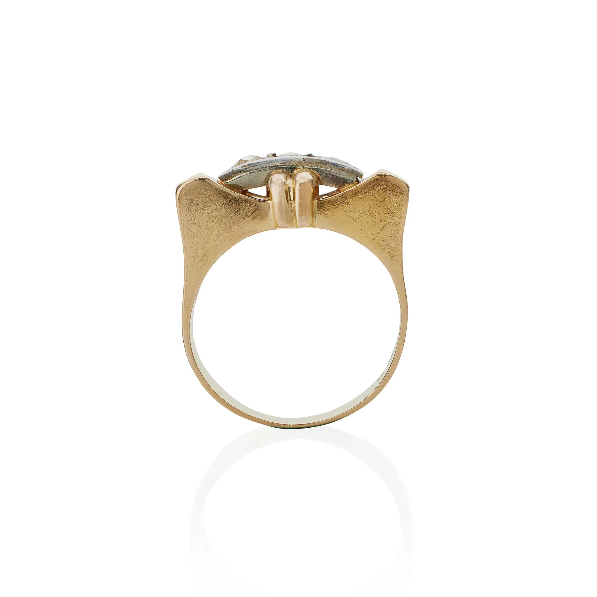 Retro 18K Gold and Rose-cut Diamond Ring