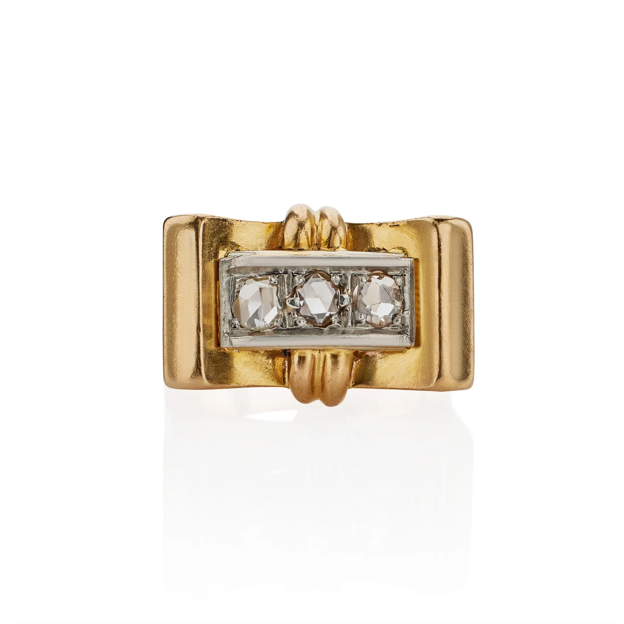 Retro 18K Gold and Rose-cut Diamond Ring