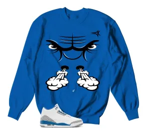 Retro 3 Wizards Sweater - Raging Face - True Blue