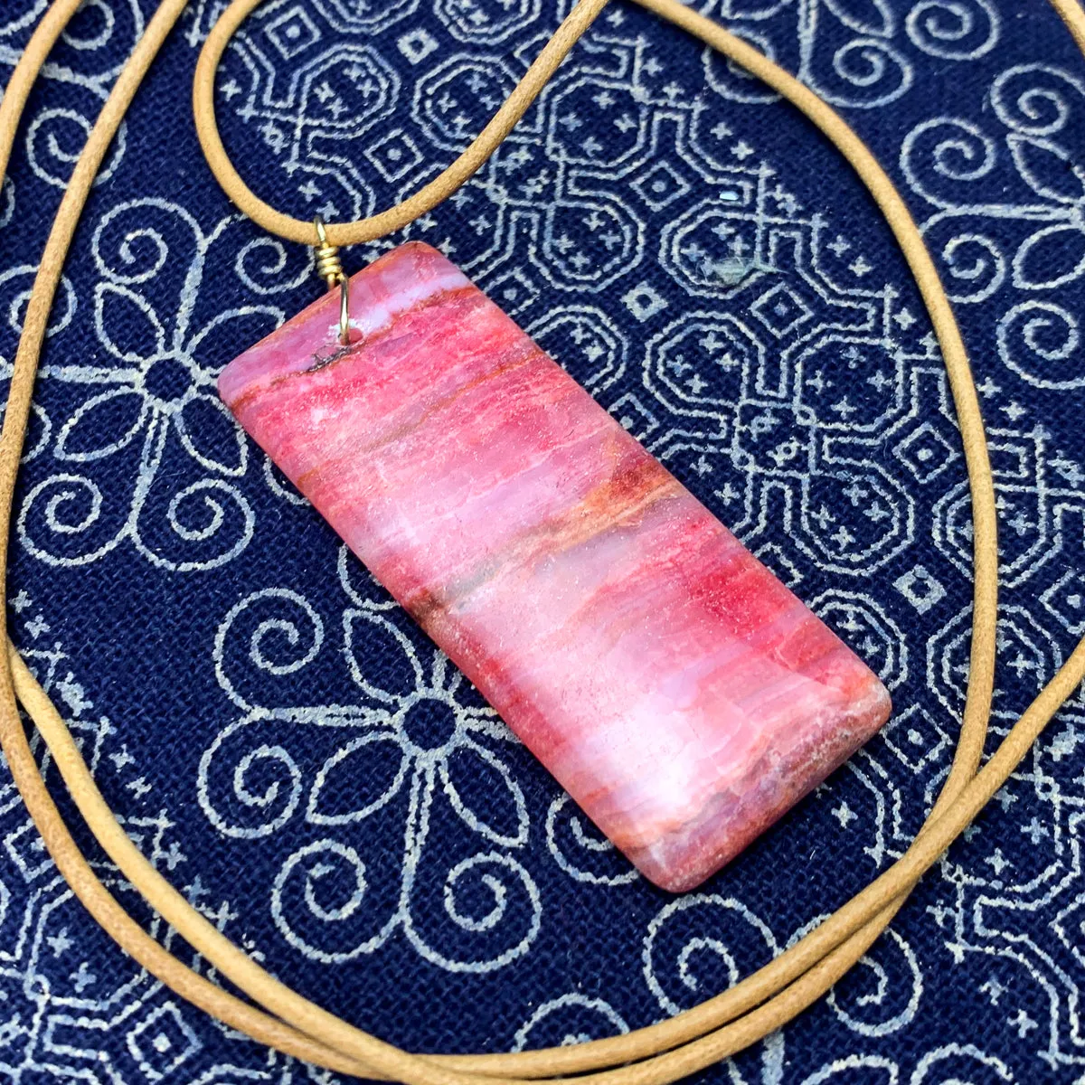 Rhodochrosite Pendant With Gold-Filled Wire-Wrapped Bale