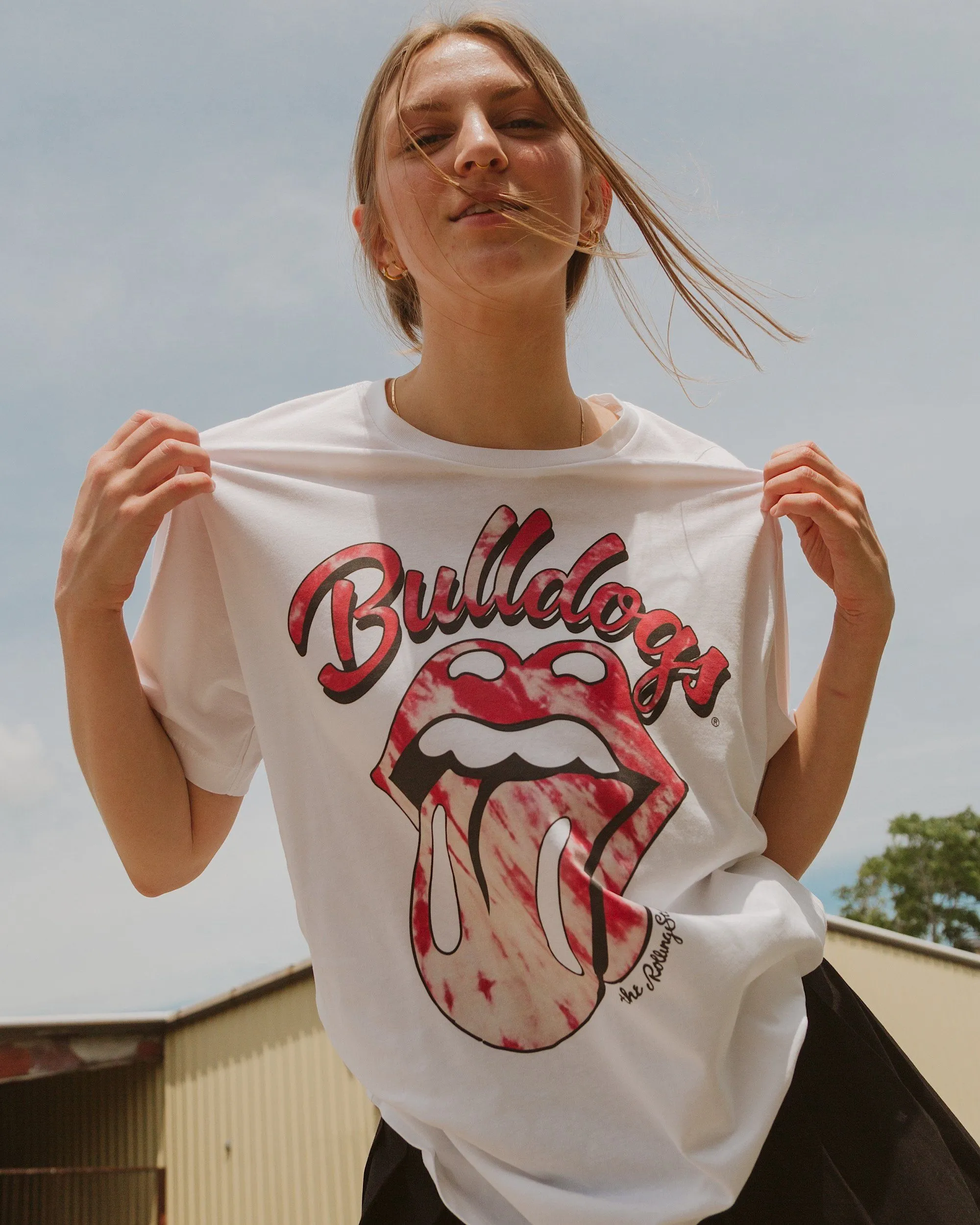 Rolling Stones UGA Bulldogs Tie Dye Lick White Tee