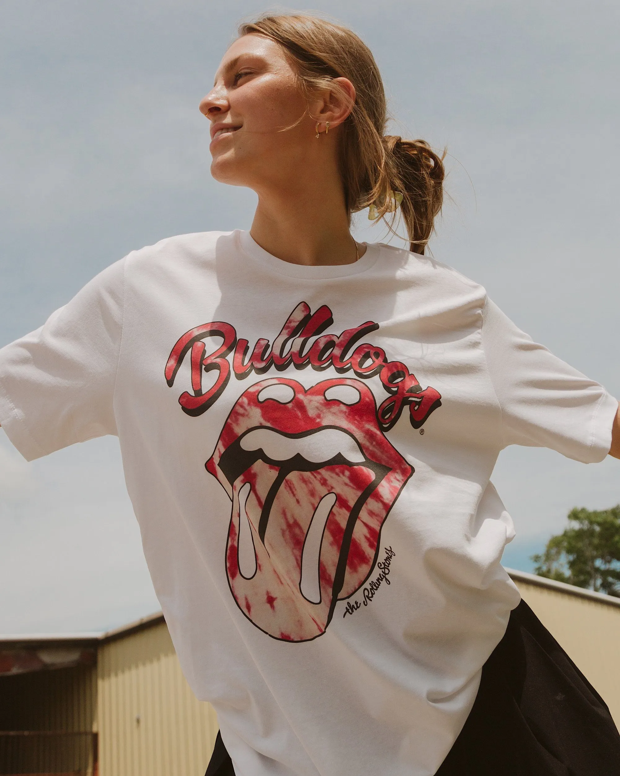 Rolling Stones UGA Bulldogs Tie Dye Lick White Tee