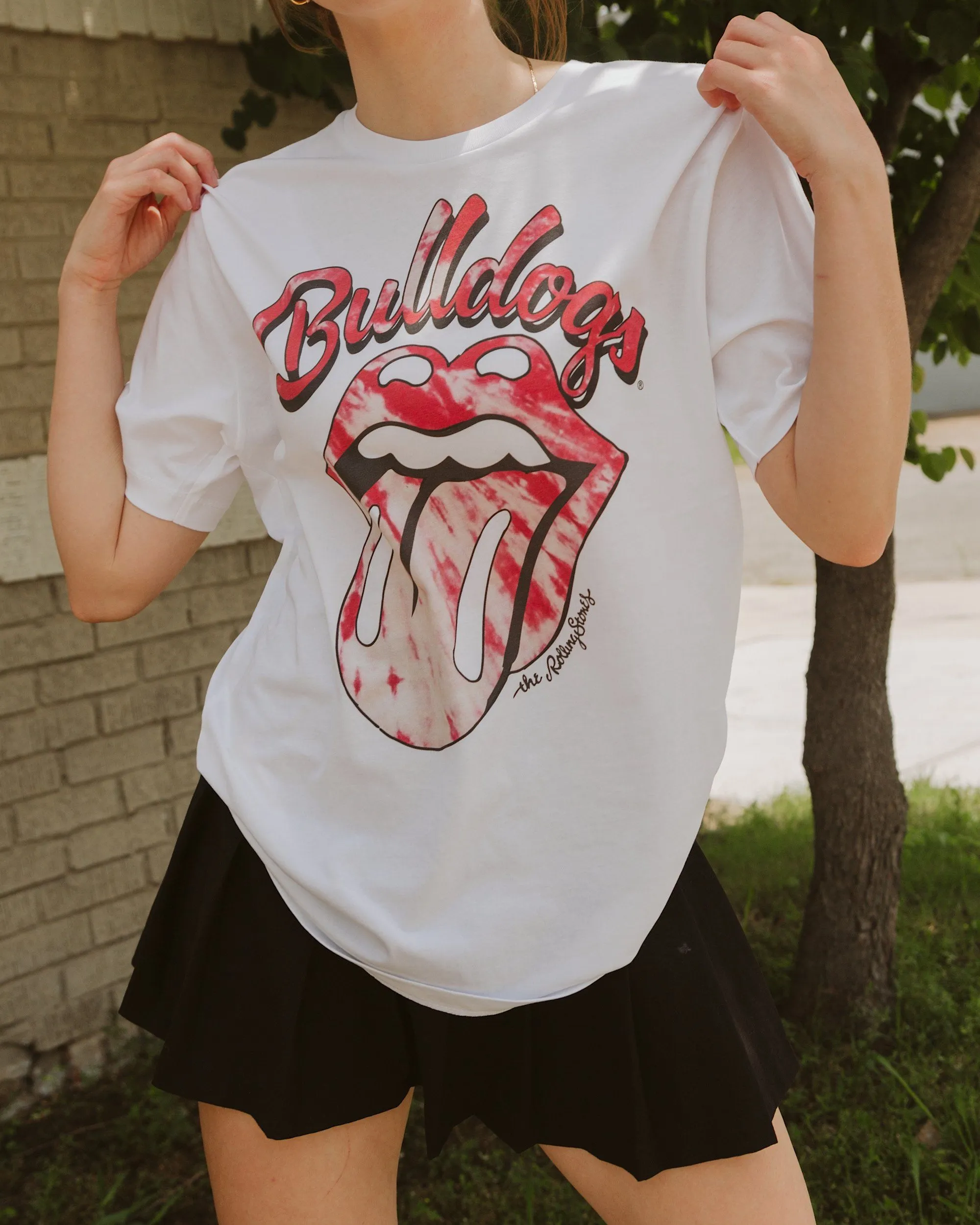 Rolling Stones UGA Bulldogs Tie Dye Lick White Tee