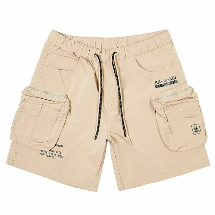 Smoke Rise Printed Nylon Utility Short (Khaki) WS23182