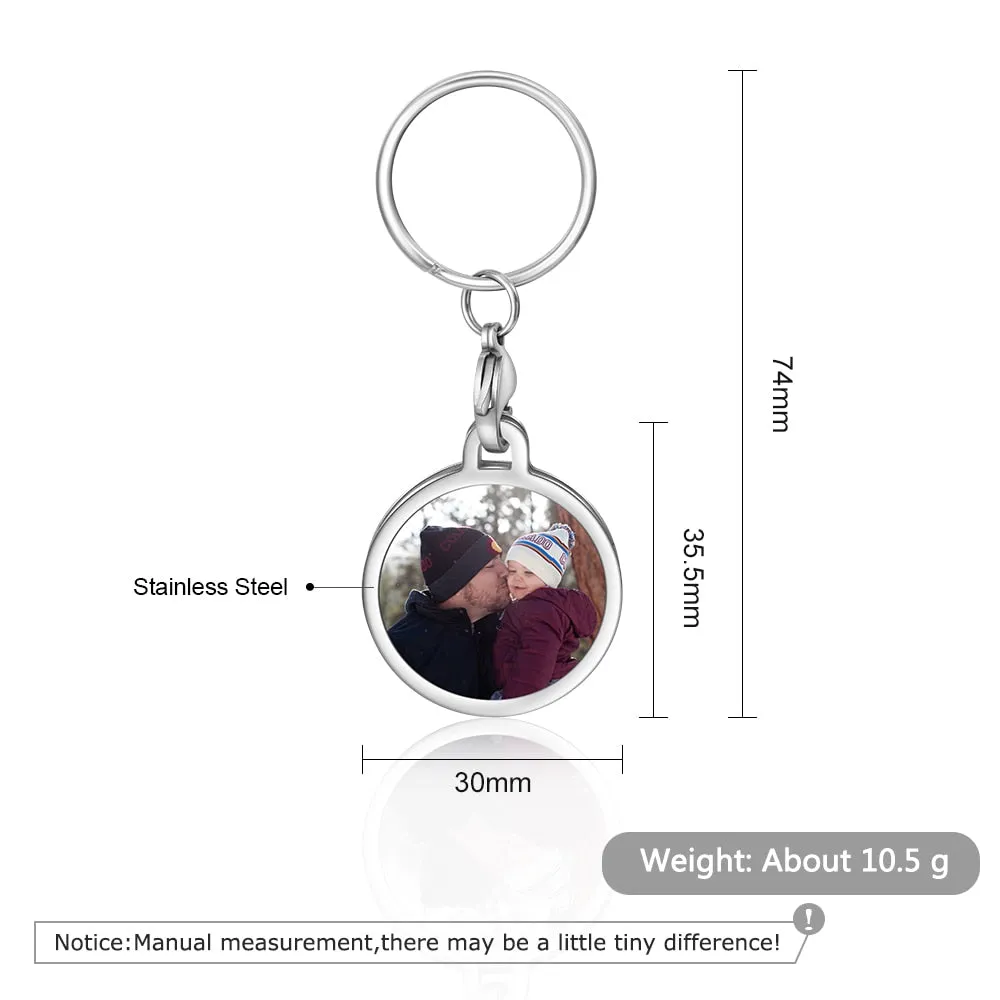 Stainless Steel Custom Photo And Engraving Name Keyring Keychain