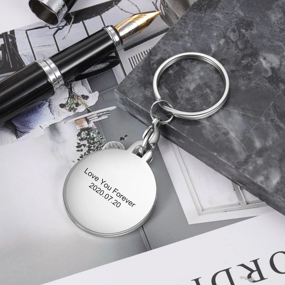 Stainless Steel Custom Photo And Engraving Name Keyring Keychain