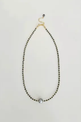 Tahitian Pearl Pyrite Necklace