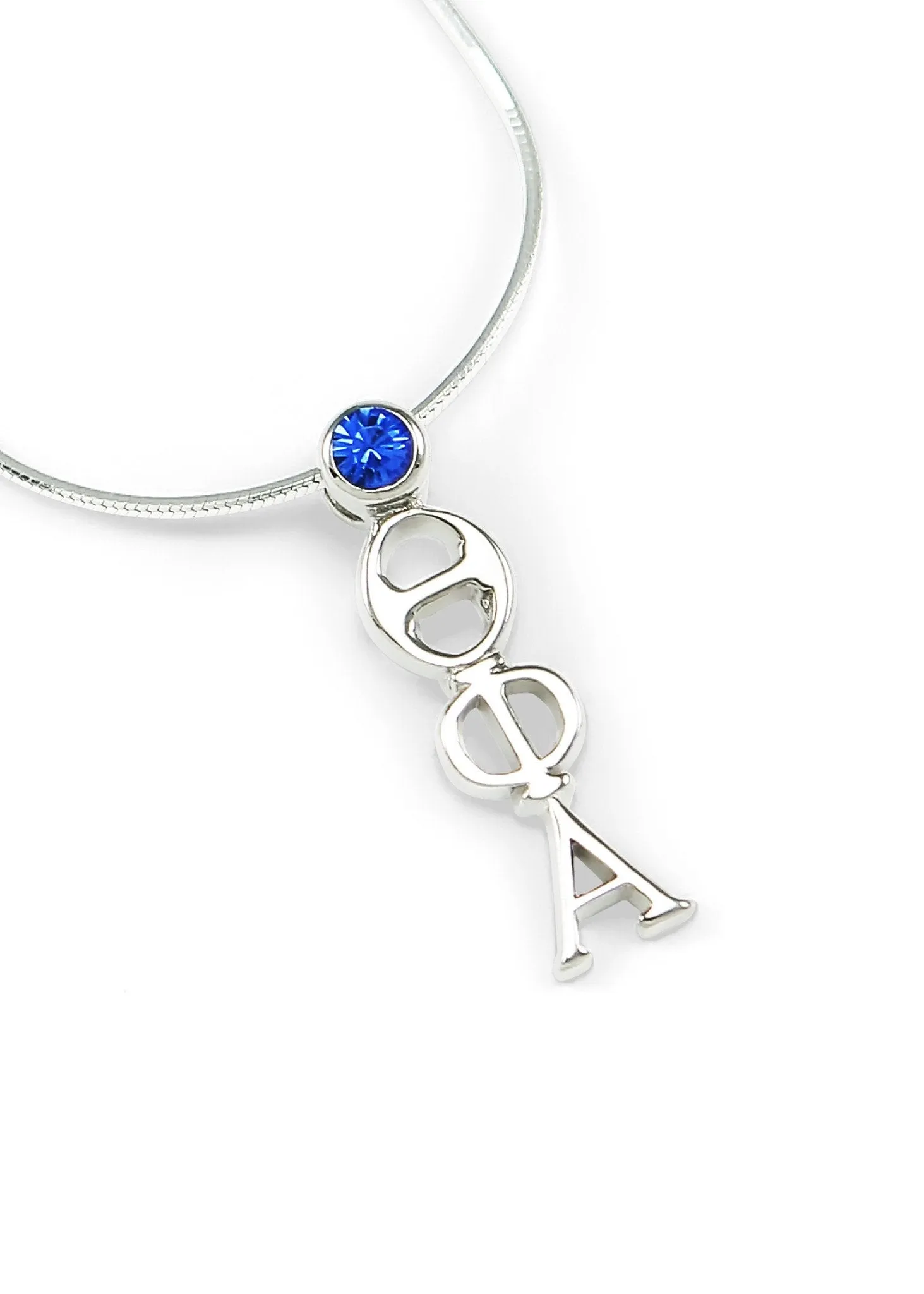 Theta Phi Alpha Sterling Silver Lavaliere with Blue Crystal