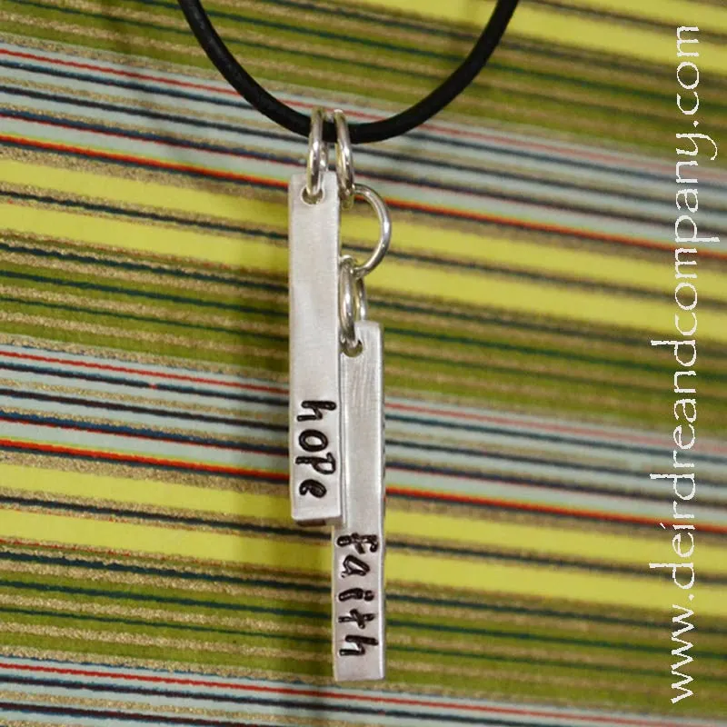 Two Bars Necklace in Silver ~ Custom ~ Front & Back