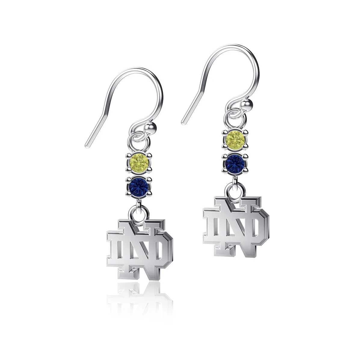 University of Notre Dame Crystal Dangle Earrings - Silver