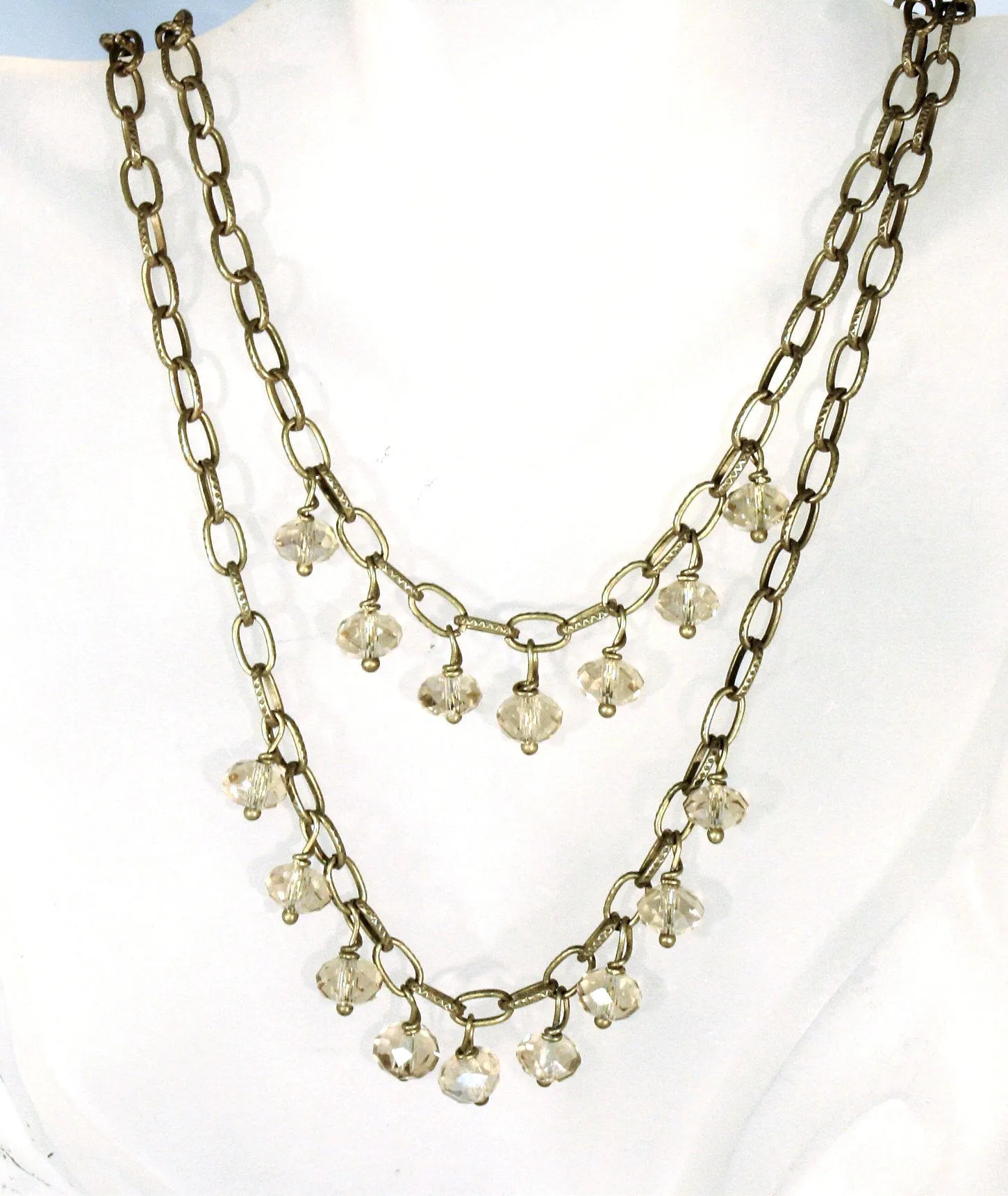 Victorian Double Strand Crystal Necklace For Women