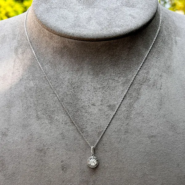 Vintage Solitaire Diamond Pendant, Old Mine 0.58ct.