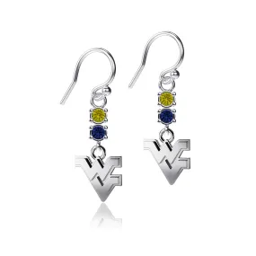 West Virginia University Crystal Dangle Earrings - Silver