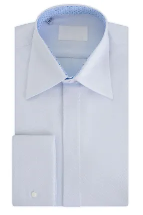 White woven dot over Sky Forward Point Collar Shirt