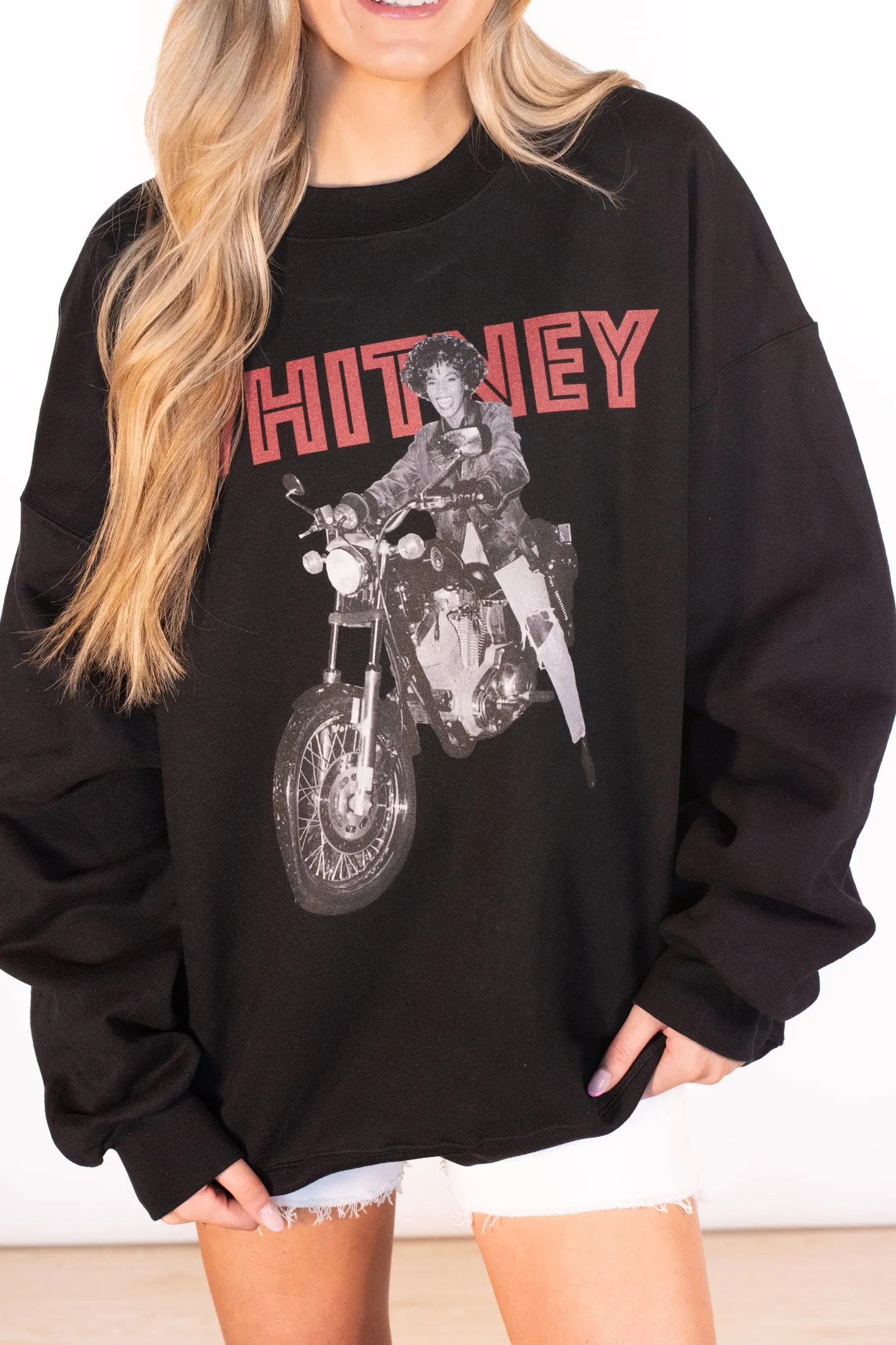 Whitney Houston Motorcylce Graphic Sweatshirt