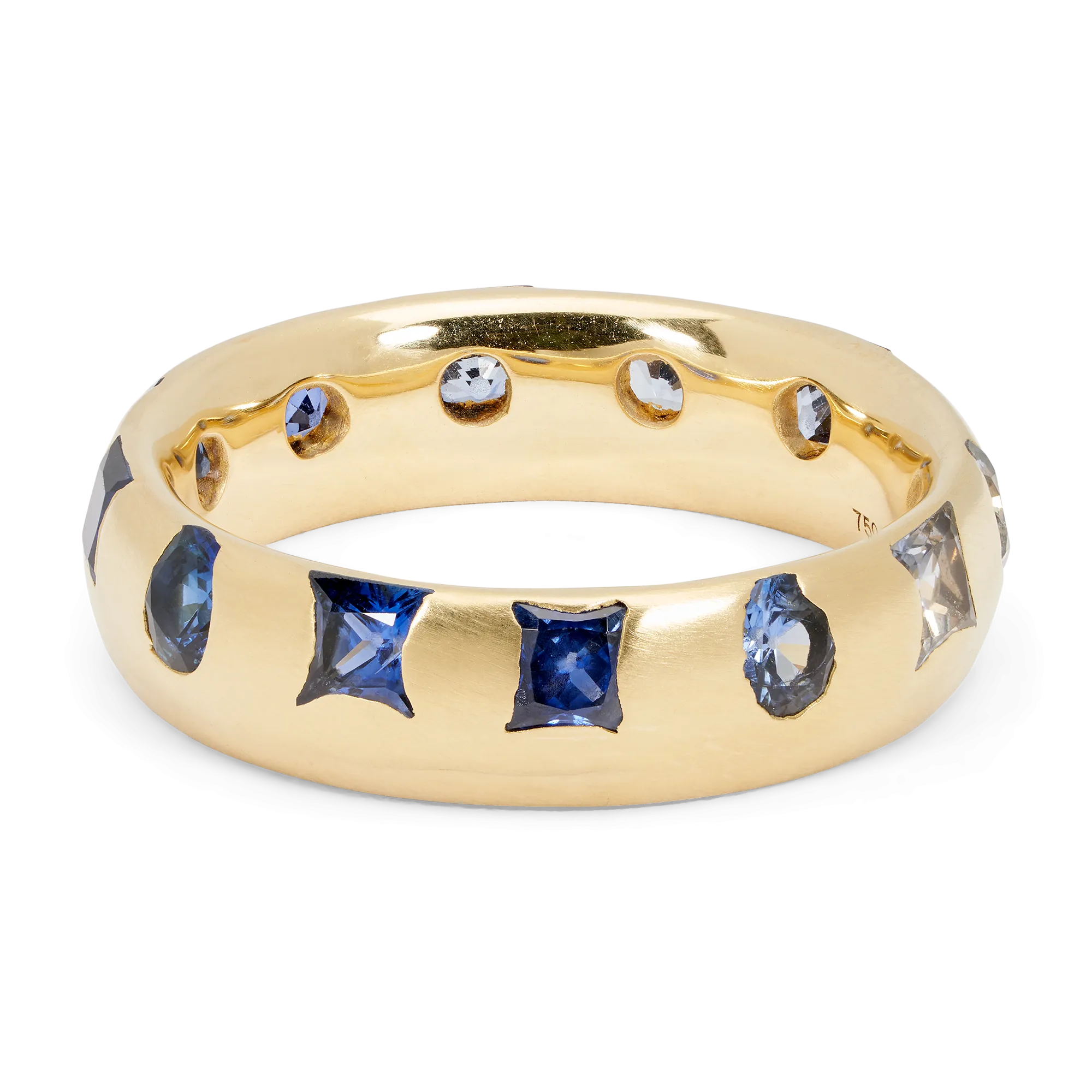 Wide Blue Mixed Cut Celeste Ring - Made to Order