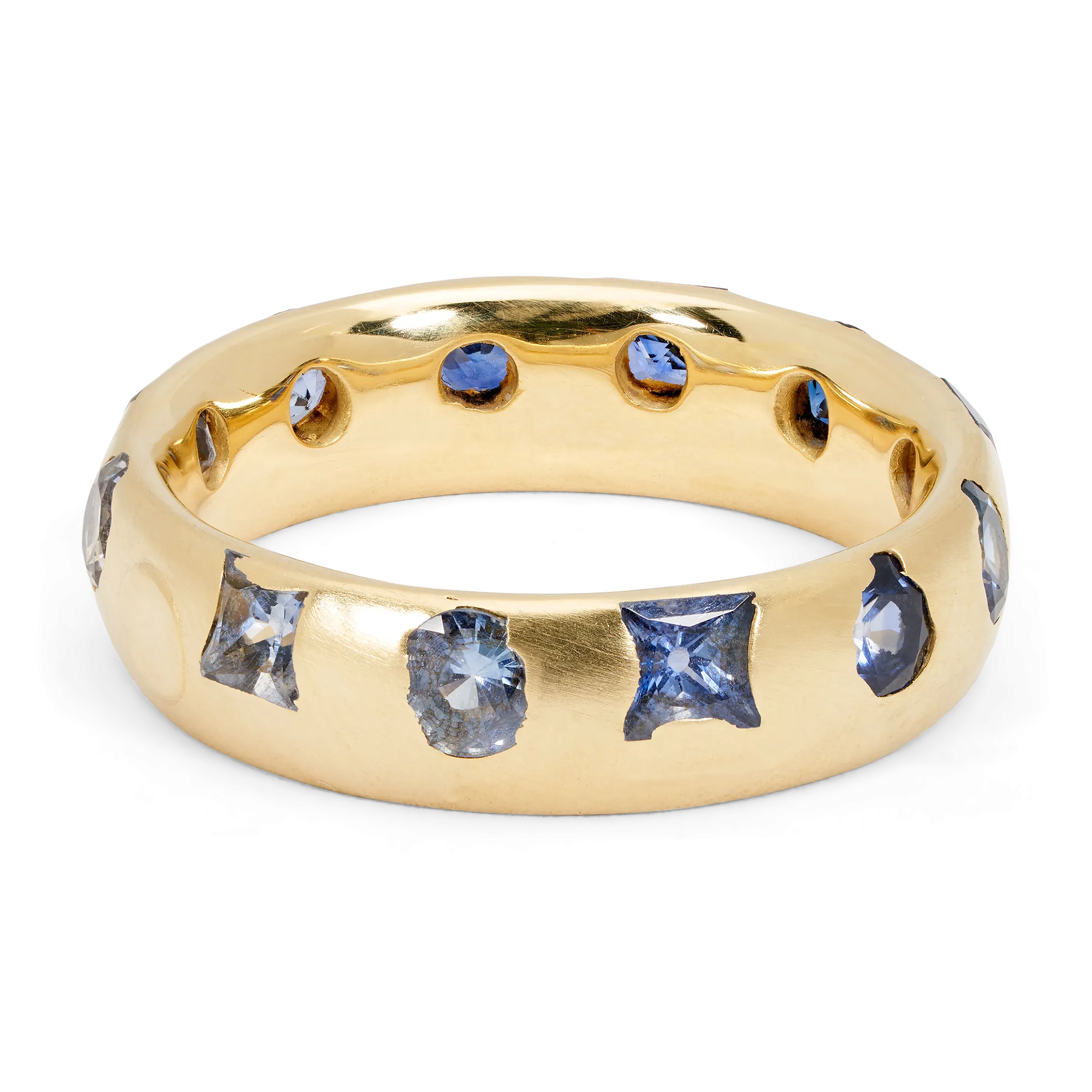 Wide Blue Mixed Cut Celeste Ring - Made to Order