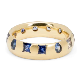 Wide Blue Mixed Cut Celeste Ring - Made to Order