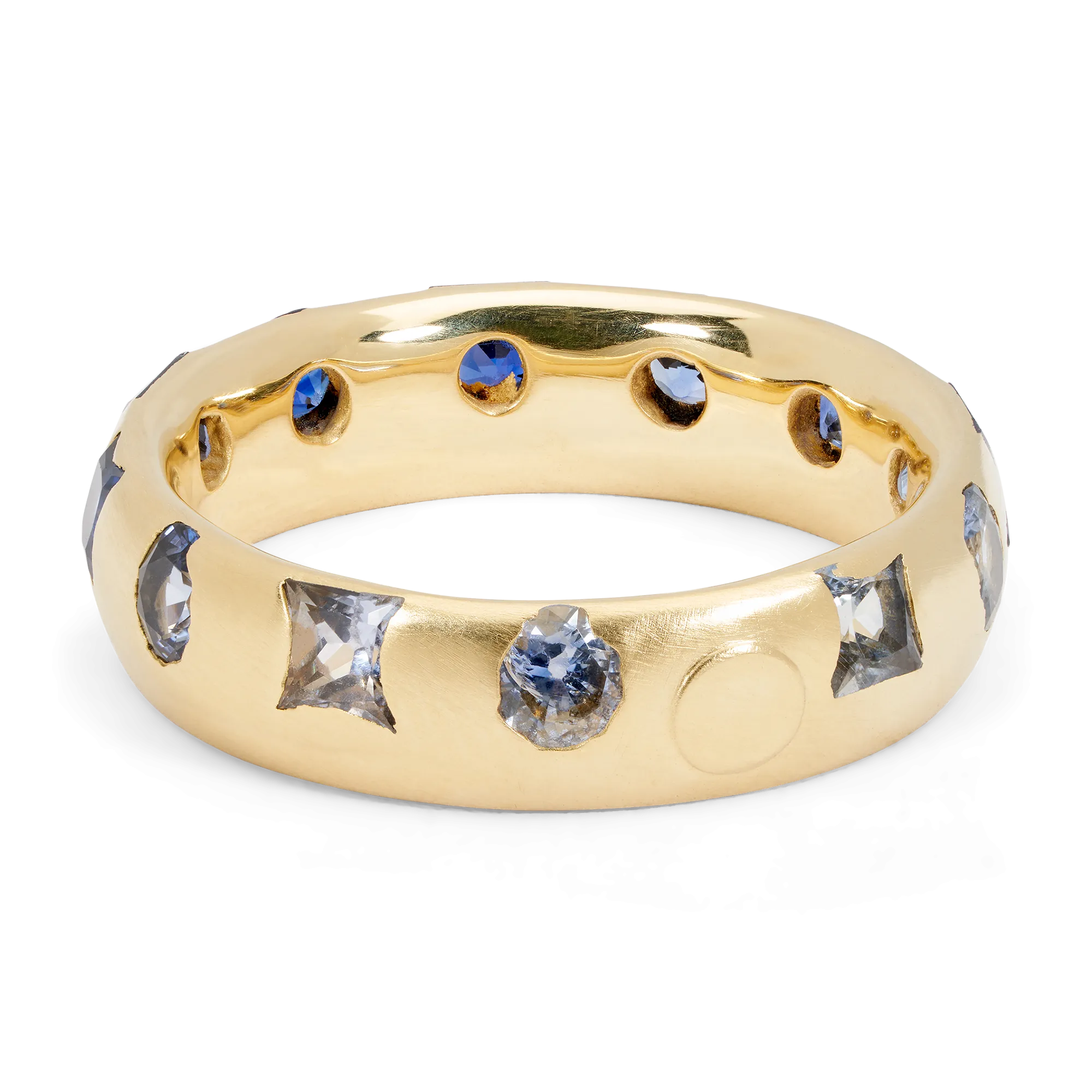 Wide Blue Mixed Cut Celeste Ring - Made to Order