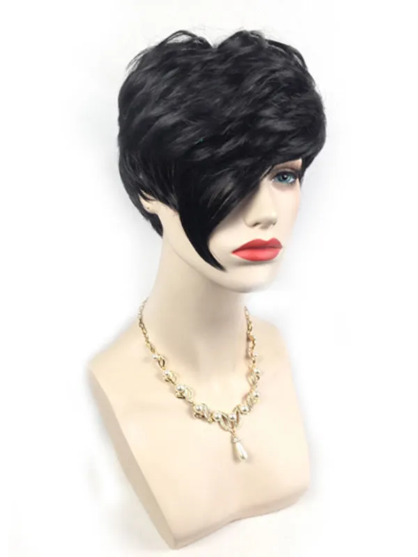 Women Trendy Short Black Wig