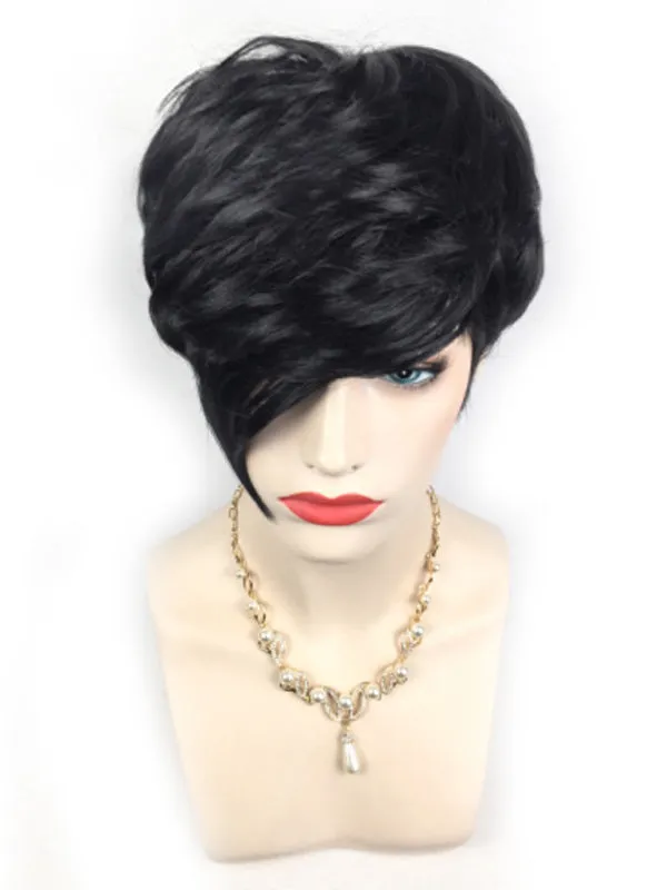 Women Trendy Short Black Wig